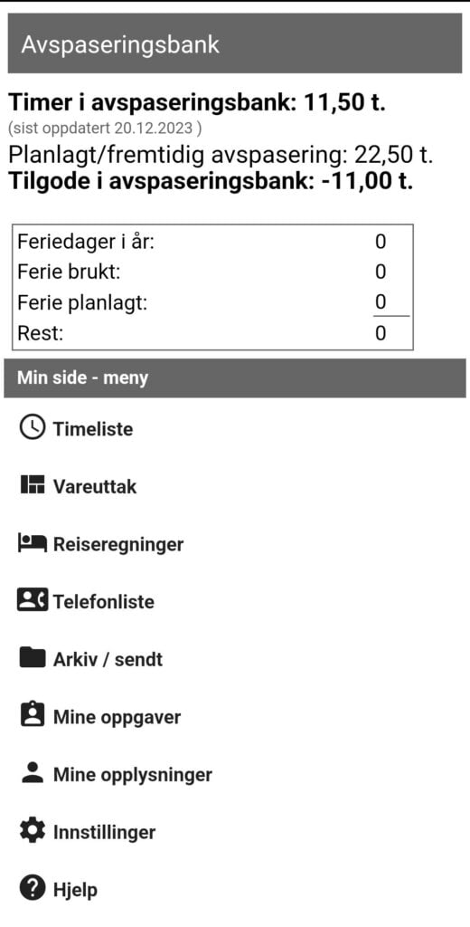 Fravær og avspasering





