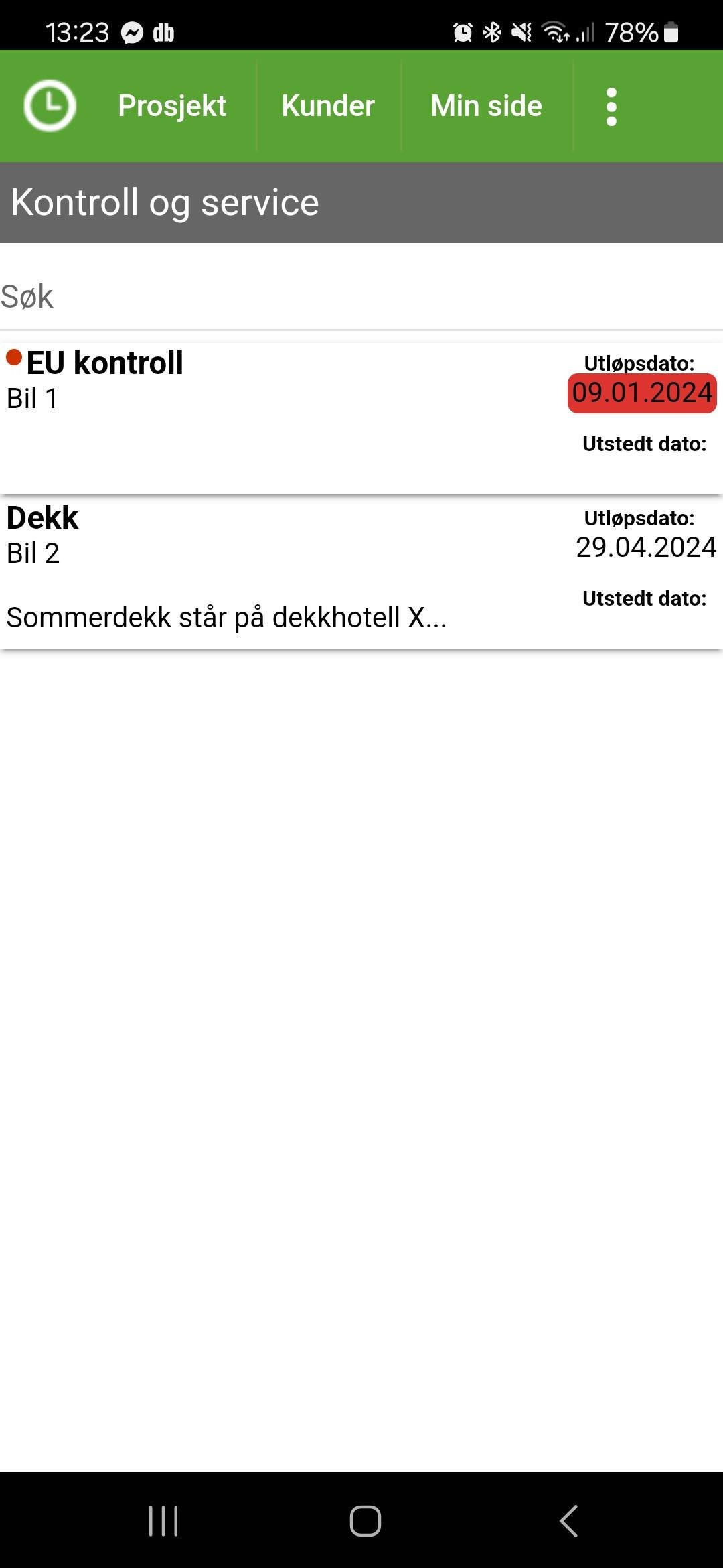 Kontroll og service