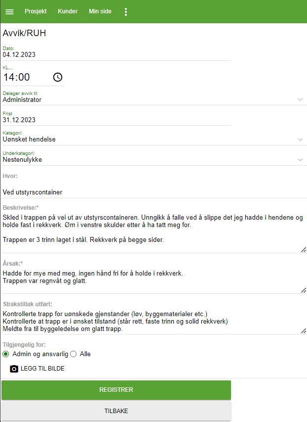 RUH og avvikshåndtering