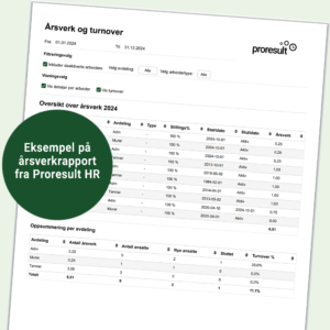 Eksempel på årsverkrapport fra Proresult HR